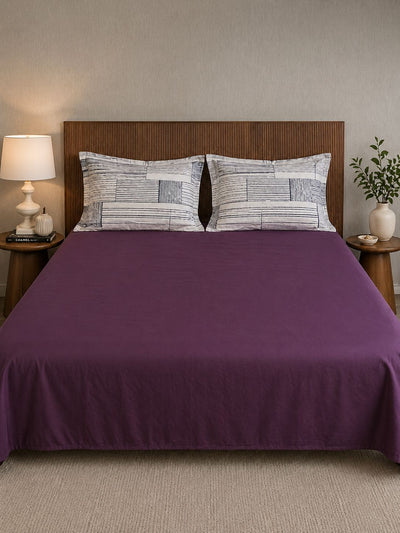 300 TC Pure Cotton Bedsheet – Solid Plum (108 × 108 Inches)