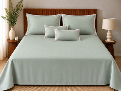Opalia Homes Ultra-Soft Organic Bamboo Bedsheet Set – Classic Grey with Contrast Piped Edges