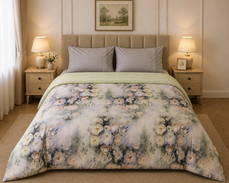 Lightweight Cooling Comforter with 3-Side Frill — Double Bed