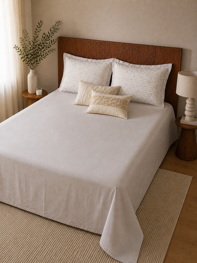 Pure Cotton Bedsheet – Soft Ivory (108 × 108 Inches, 300 TC)