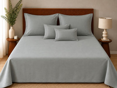 Opalia Homes Pure Cotton Solid Bedsheet Set – Intricate Threadwork Borders