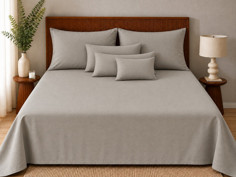 Opalia Homes Pure Cotton Solid King Size Bedsheet Set – Stitched Border Detail