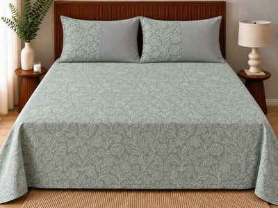 Opalia Homes Pure Cotton Sage Green Floral Bedsheet Set
