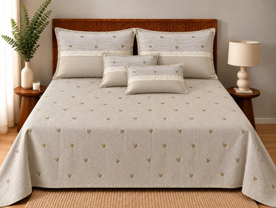 Opalia Homes Cotton Bedsheet Set – Delicate Lace Detailing & Embroidered Motifs