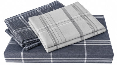 Opalia Homes Pure Cotton Plaid & Geometric Bedsheet Set – 4 Pillow Cover Set