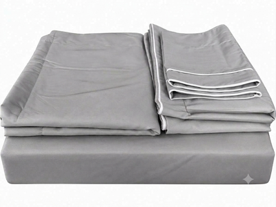 Opalia Homes Ultra-Soft Organic Bamboo Bedsheet Set – Classic Grey with Contrast Piped Edges