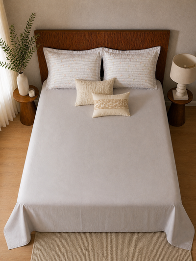 Pure Cotton Bedsheet – Soft Ivory (108 × 108 Inches, 300 TC)