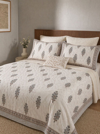Premium Glace Cotton Bedsheet with Elegant Buta Motif (235 × 270 cm, 600 TC)