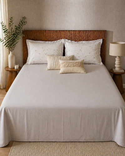 Pure Cotton Bedsheet – Soft Ivory (108 × 108 Inches, 300 TC)
