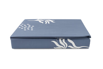 Printed Cotton Bedsheet – Indigo Blue Botanical Motif (King Size)