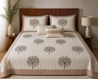 Palm Grove Handblock Printed Bedsheet Set