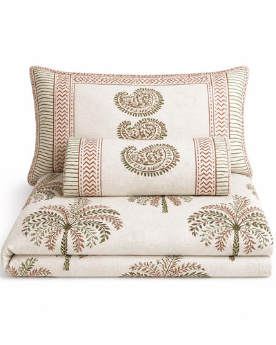 Palm Grove Handblock Printed Bedsheet Set
