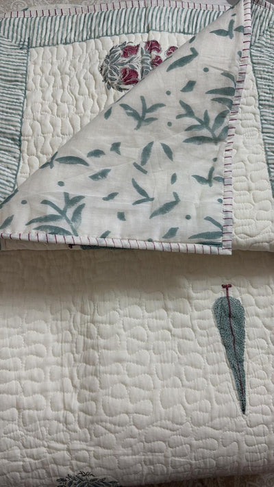 Mulmul Cotton Bedsheet & Bedcover Set – Floral