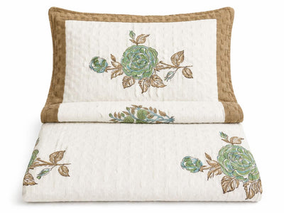 Waffle Cotton Bedsheet Set with Botanical Motif